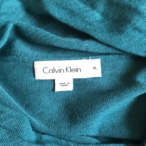 Calvin Klein Roll Cowl Neck Sweater Size Med Wool Irish Green St. Patrick's Day - Picture 8 of 12